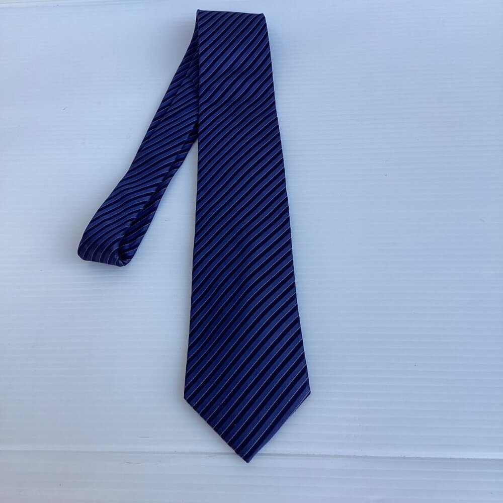 Sean John Mens Diagonal Striped Tie Silk Blend Blue & Black